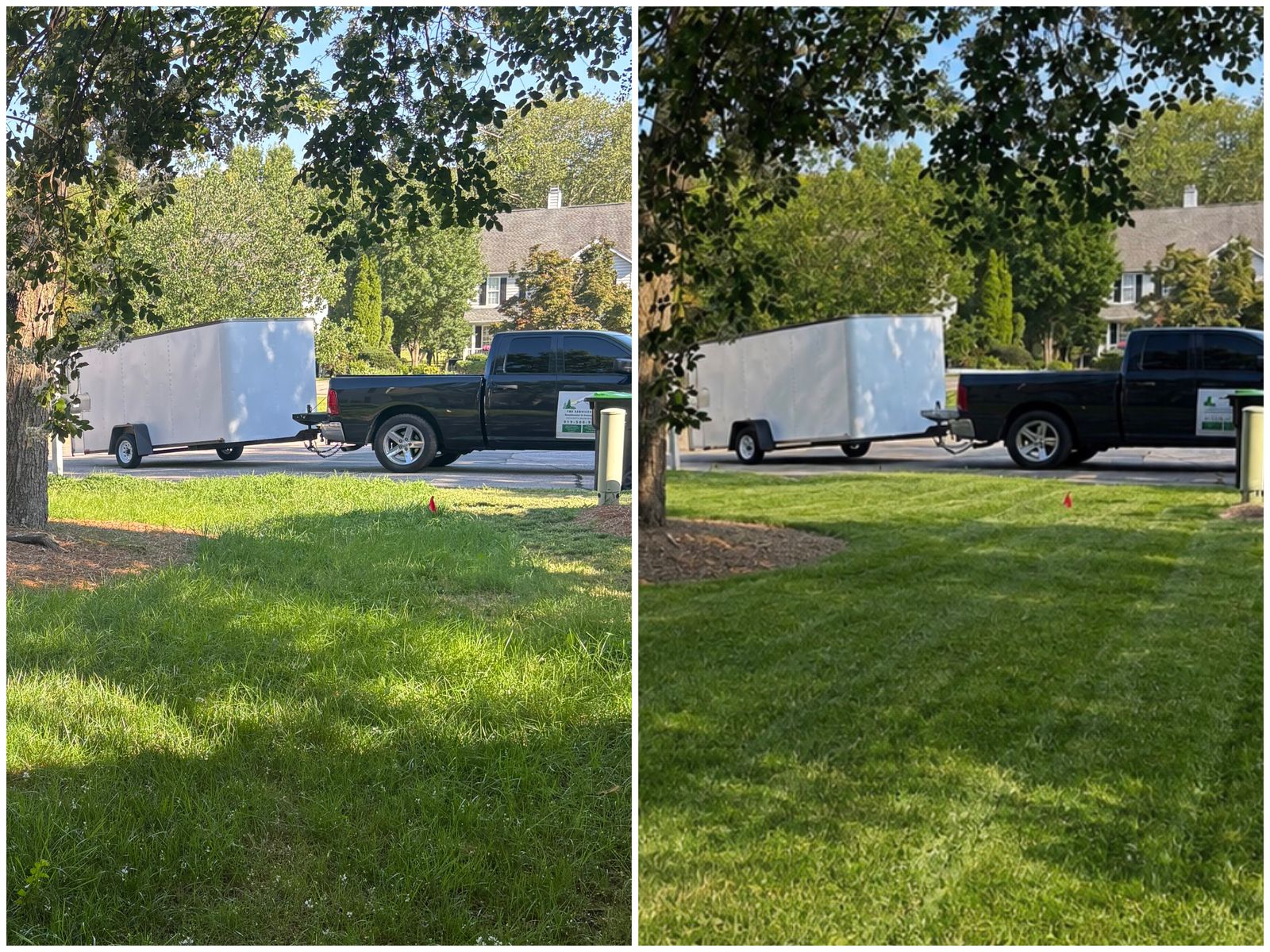 Residential mowing before & after